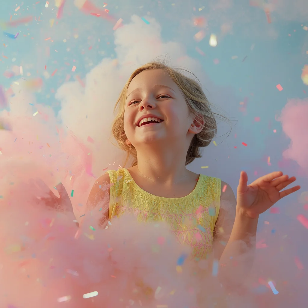 Beautiful Girl Floating Candy Cloud Wonderland Sweet Cinematic Dream | ChatGPT photo editing prompts trending Instagram for girl — AI image prompt