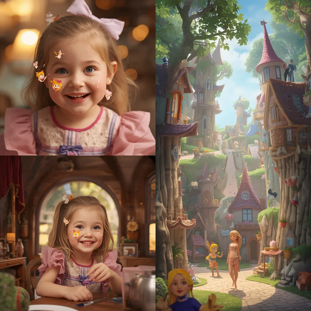 Cute Girl in Living Fairy Tale Cottage Adventures Collage | Whimsical Home Prompt | prompt for girls trending — AI image prompt