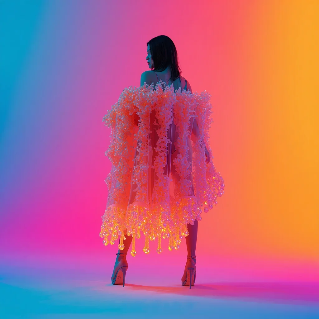 Fiber-Optic Coral Structures: Majestic Designer Saree | instagram prompt for girls in saree — AI image prompt