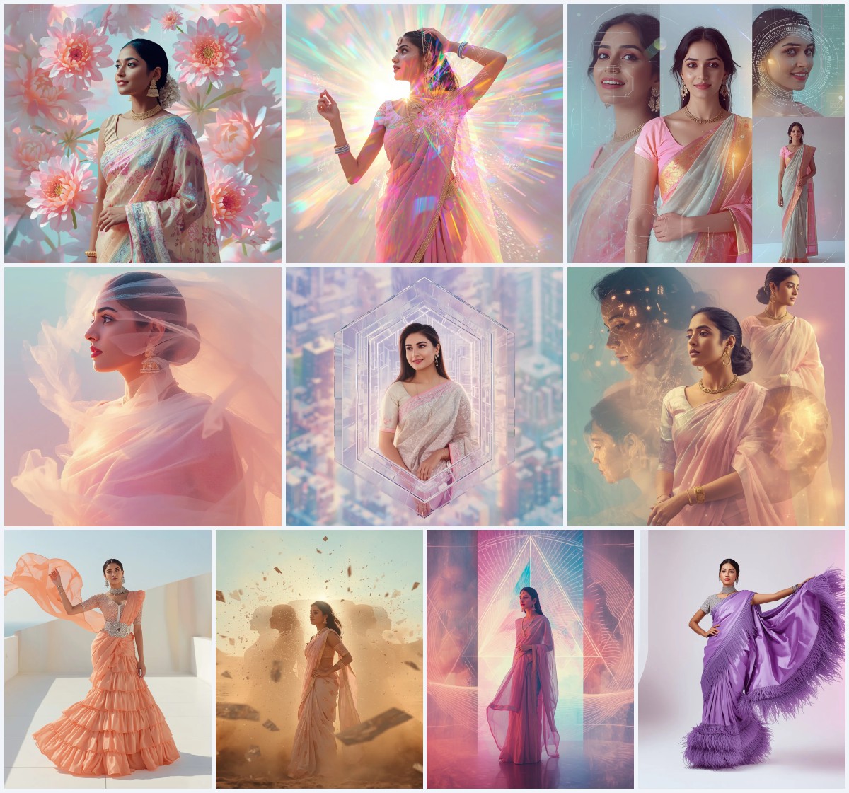 New 10 Beautiful Girl Prompt Generator for Saree Looks | prompt for girls copy paste