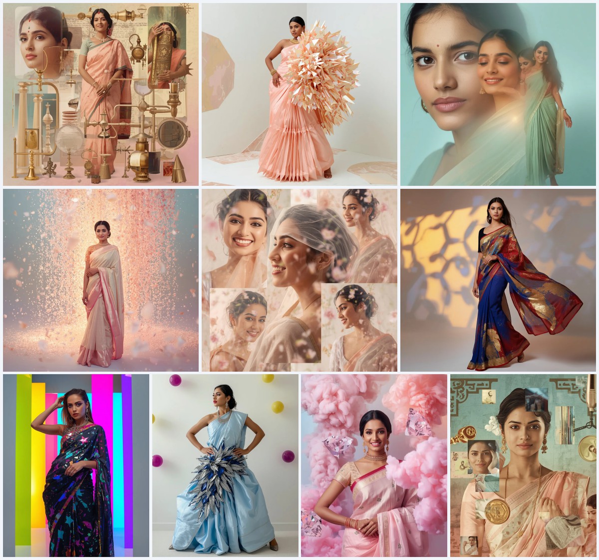 New 10 Retro Style Prompt For Gemini Girl In Saree Instagram for Trending Art | indian bride saree ai prompt