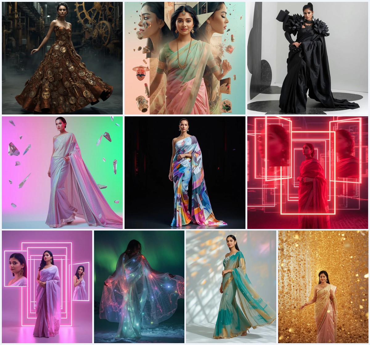Top 10 Gemini AI Purple Saree Prompt for Artistic Creations | modern saree ai prompt